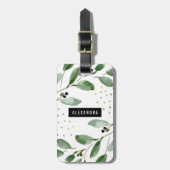 Moderne Aquarellwiesen und Gold | Monogramm Gepäckanhänger (Vorderseite vertikal)