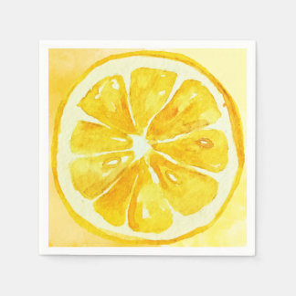 Moderne Aquarellzitronen Gelber Hintergrund Serviette