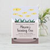 Moderne Aquarium Fisch Tank Geburtstag Einladung (Stehend Vorderseite)