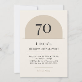 Moderne Arch 70. Geburtstags-Dinnerparty-Einladung Einladung