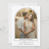 Moderne Arch Boho Arch mit Foto Save The Date (Vorderseite)