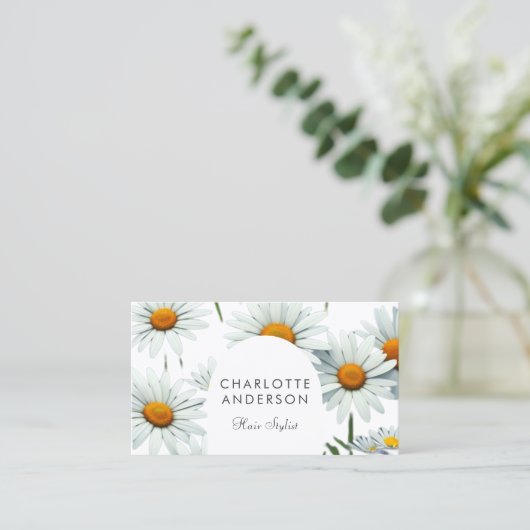Moderne Arch Daisy Visitenkarte (Stehend Vorderseite)