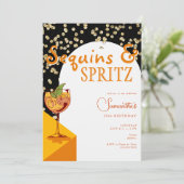 Moderne Arch Elegant Sequins Spritz Sommer Geburts Einladung (Stehend Vorderseite)