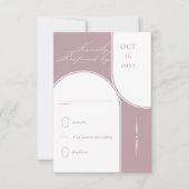 Moderne Arch Elegante Kalligrafie Dusty Rose Weddi RSVP Karte (Vorderseite)