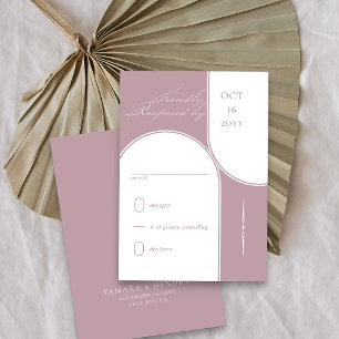 Moderne Arch Elegante Kalligrafie Dusty Rose Weddi RSVP Karte