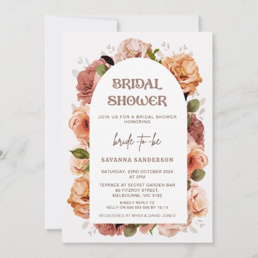 Moderne Arch Fall Blumendusche Einladung (Vorderseite)