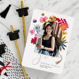 Moderne Arch Floral Foto Graduation Party White Folieneinladung