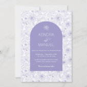 Moderne Arch Floral Toile Lilac Lila Hochzeit Einladung (Vorderseite)