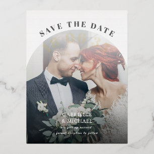 Moderne Arch-Foto-Folie Save-the-Date-Karte Folien Feiertagspostkarte