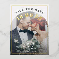 Moderne Arch Foto Folie Save-the-Date-Karte