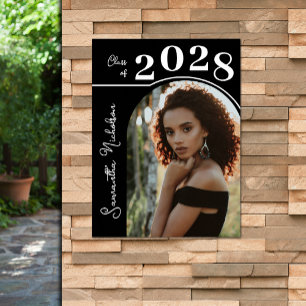 Moderne Arch Foto Graduation Party Black Poster