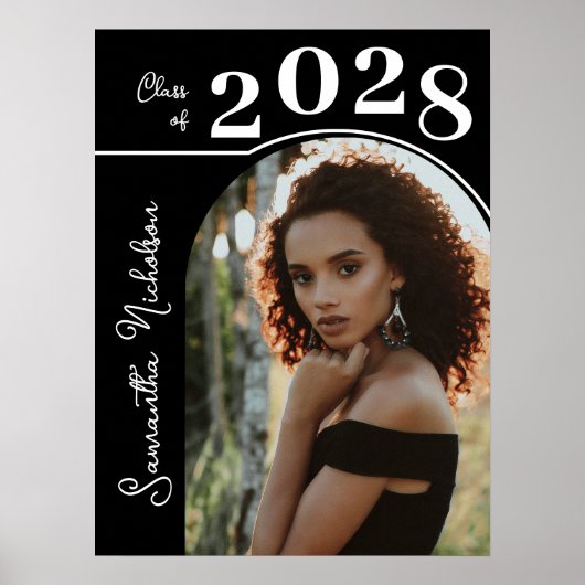 Moderne Arch Foto Graduation Party Black Poster (Vorne)