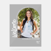 Moderne Arch Foto Graduation Party Willkommen Matt Acrylschild (Vorderseite)