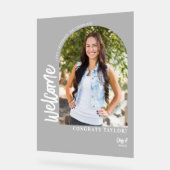 Moderne Arch Foto Graduation Party Willkommen Matt Acrylschild (Winkel)