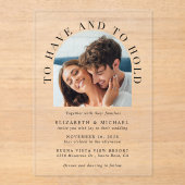 Moderne Arch Foto Hochzeit Acryleinladungen (Vorderseite)