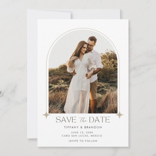 Moderne Arch Foto Hochzeit Save The Date (Vorderseite)