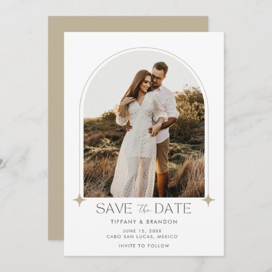 Moderne Arch Foto Hochzeit Save The Date (Vorne/Hinten)