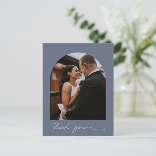 Moderne Arch Foto Hochzeit Vielen Dank Postkarte (Stehend Vorderseite)