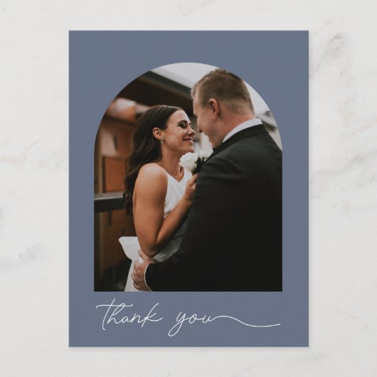 Moderne Arch Foto Hochzeit Vielen Dank Postkarte (Vorderseite)
