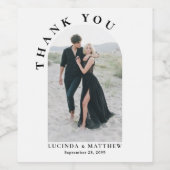 Moderne Arch Foto Hochzeit Vielen Dank Weinetikett (Einzelnes Label)