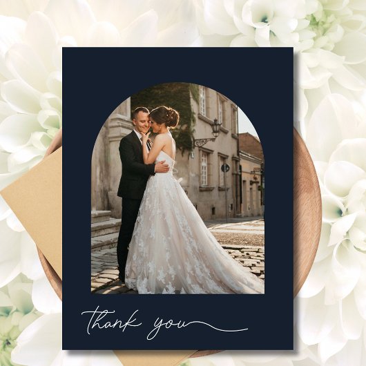 Moderne Arch Foto Navy Hochzeit Vielen Dank Postkarte