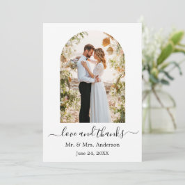 Moderne Arch Foto Rahmen Liebe und Dank Hochzeit Dankeskarte