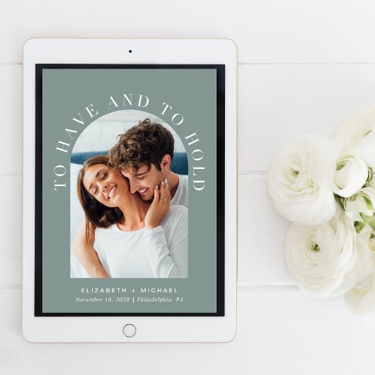 Moderne Arch Foto Sage Green Wedding Einladung