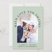 Moderne Arch Foto Sage Wedding Dankeskarte (Vorderseite)