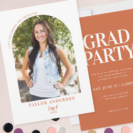 Moderne Arch Foto Terracotta Graduation Party Einladung