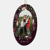 Moderne Arch Frame Floral Frohe Weihnachten Foto Keramik Ornament (Rechts)