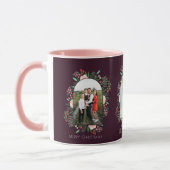 Moderne Arch Frame Floral Frohe Weihnachten Foto Tasse (Links)