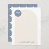 Moderne Arch Frame Stationery Note Card - Blau (Vorne/Hinten)