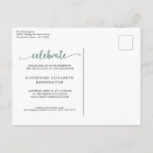 Moderne Arch Green Gold Foto Graduation Party Ankündigungspostkarte (Rückseite)