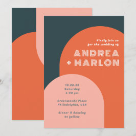 Moderne Arch Groovy Retro Hochzeit Einladung