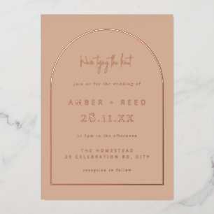 Moderne Arch Hochzeit Blush Echte Rosen-Gold Folieneinladung