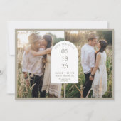 Moderne Arch-Hochzeit mit zwei Fotos Save The Date (Vorderseite)