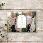 Moderne Arch-Hochzeit mit zwei Fotos Save The Date