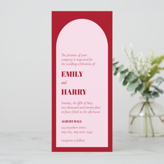 Moderne arch kühne Typografie QR Code Long Wedding Einladung (Stehend Vorderseite)