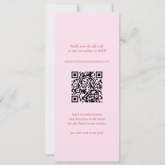 Moderne arch kühne Typografie QR Code Long Wedding Einladung (Rückseite)