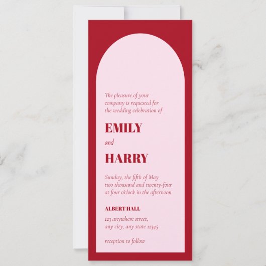 Moderne arch kühne Typografie QR Code Long Wedding Einladung (Vorderseite)