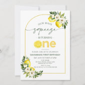 Moderne Arch Lemons unser Hauptpresse 1. Geburtsta Einladung (Vorderseite)