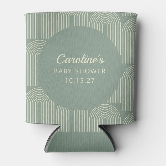 Moderne Arch Line Art Sage Green Baby Dusche nach  Dosenkühler (Vorderseite)