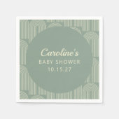 Moderne Arch Line Art Sage Green Baby Dusche nach Serviette (Vorderseite)