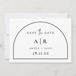 Moderne Arch Minimal Hochzeit Schwarz & Weiß Save The Date