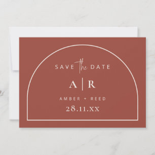 Moderne Arch Minimal Hochzeit Terrakotta Schrift Save The Date