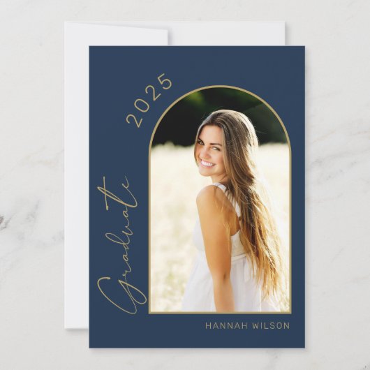 Moderne Arch Navy Blue Graduation Party Einladung (Vorderseite)