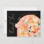 Moderne Arch Orange Peach and Black Floral Wedding Dankeskarte (Vorderseite)