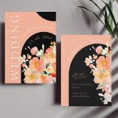 Moderne Arch Orange Peach and Black Floral Wedding Einladung