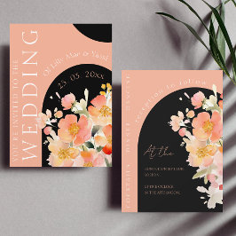 Moderne Arch Orange Peach and Black Floral Wedding Einladung