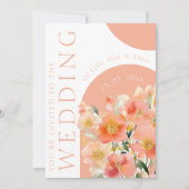 Moderne Arch Orange Peach Floral Wedding Einladung (Vorderseite)